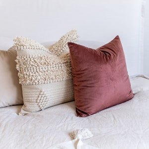 Square Velvet Pillow Cover // 18&quot; x 18&quot; Velvet Cushion Cover // Pink Velvet // Velvet Pillow Cover - Carmine