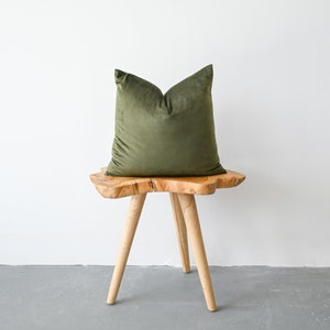 Square Velvet Pillow Cover // Green Velvet // 18&quot; x 18&quot; Olive Cushion Cover // Velvet Pillow Cover - Olive