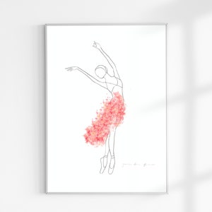 Ballerina Ribbons, PRINTABLE Wall Art, BalletPrints, Wall Decor, Ballerina Wall Art, Ballerina Print, Ballet Artwork, Ballerina Sketch