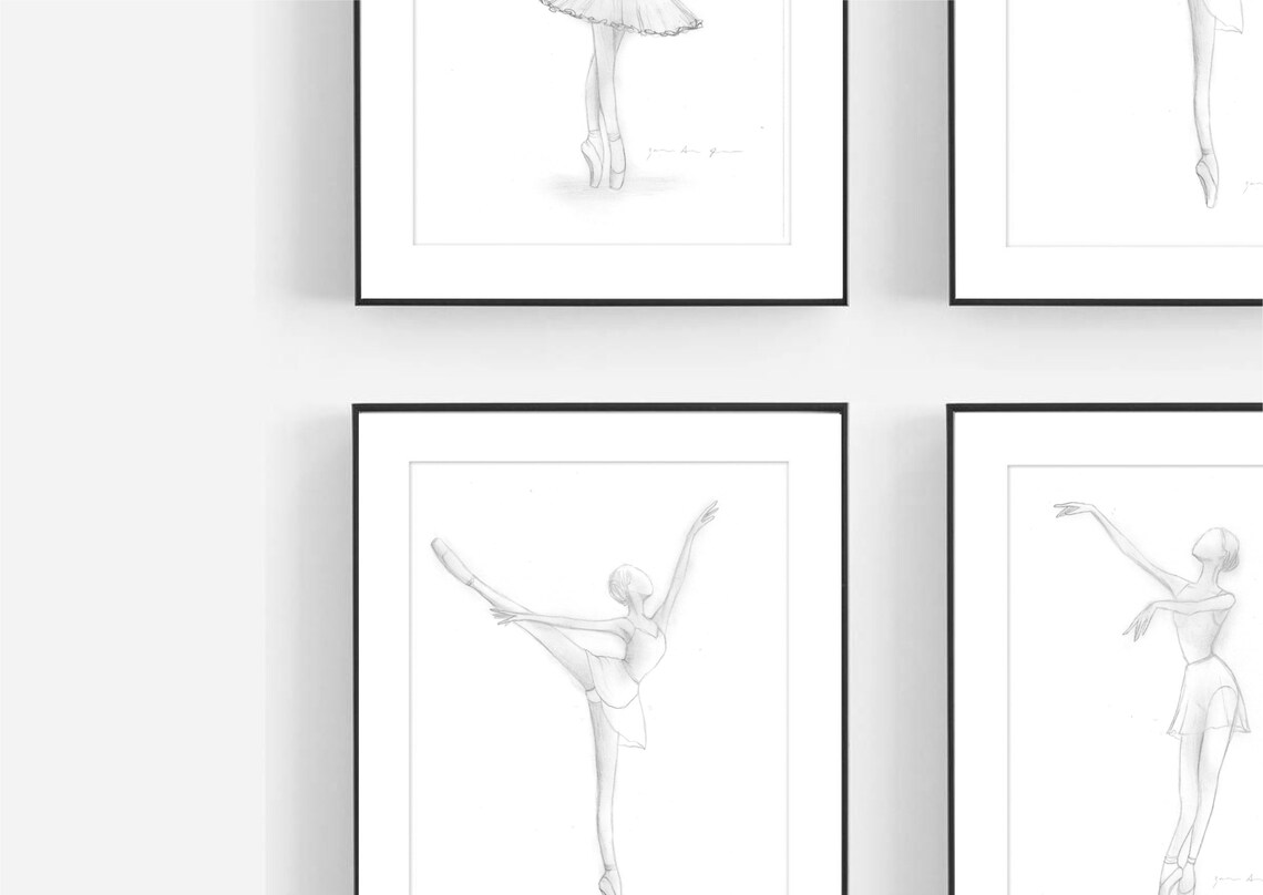 Set of 3 Ballet Sketches, PRINTABLE Wall Art, Balletprints, Wall Decor ...