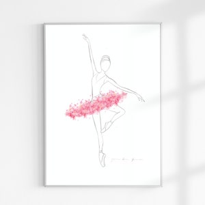 Ballerina Pirouette in Pink, PRINTABLE Wall Art, BalletPrints, Wall Decor, Ballerina Wall Art