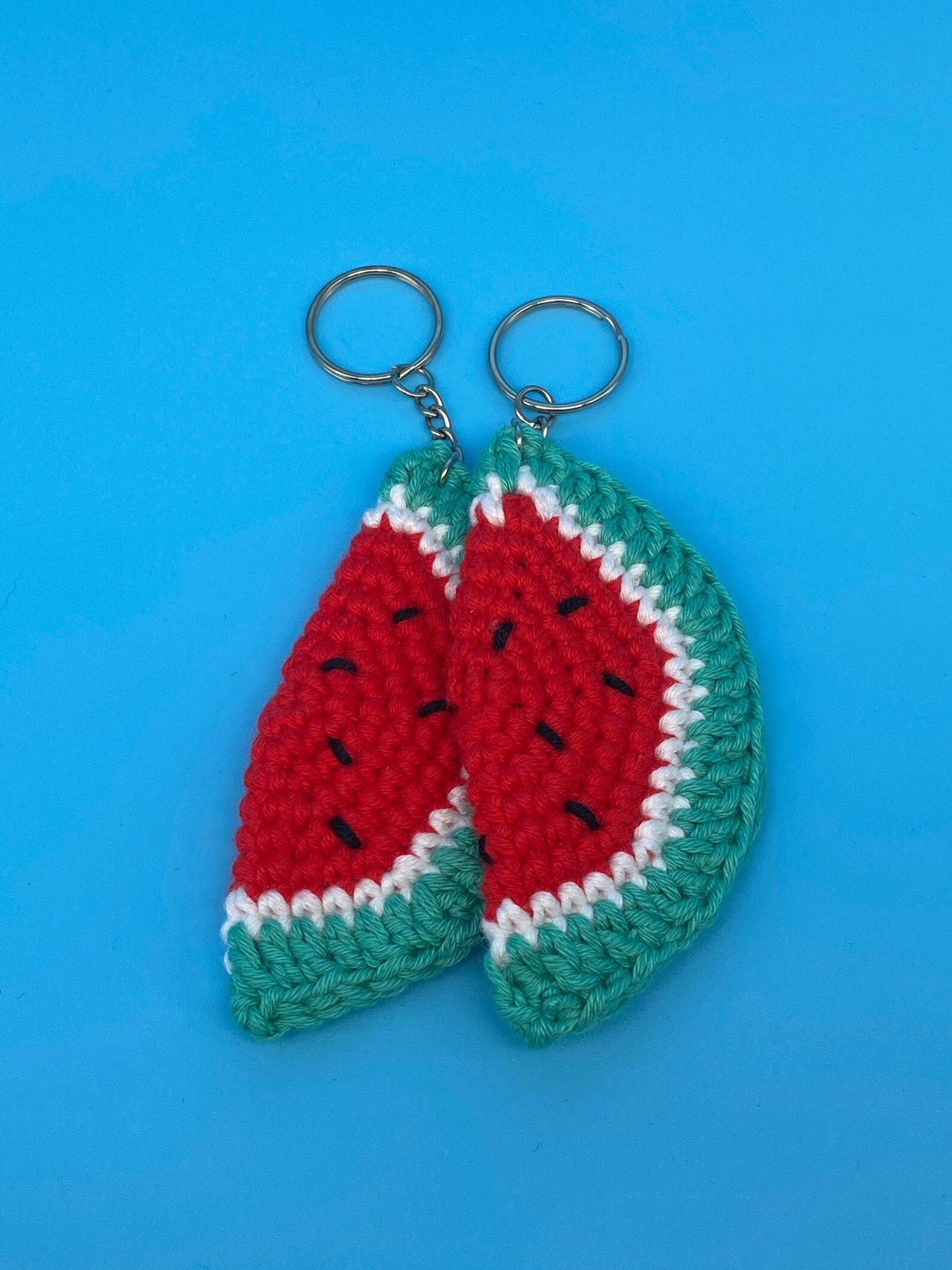 Crochet Watermelon Slice Keyring Etsy