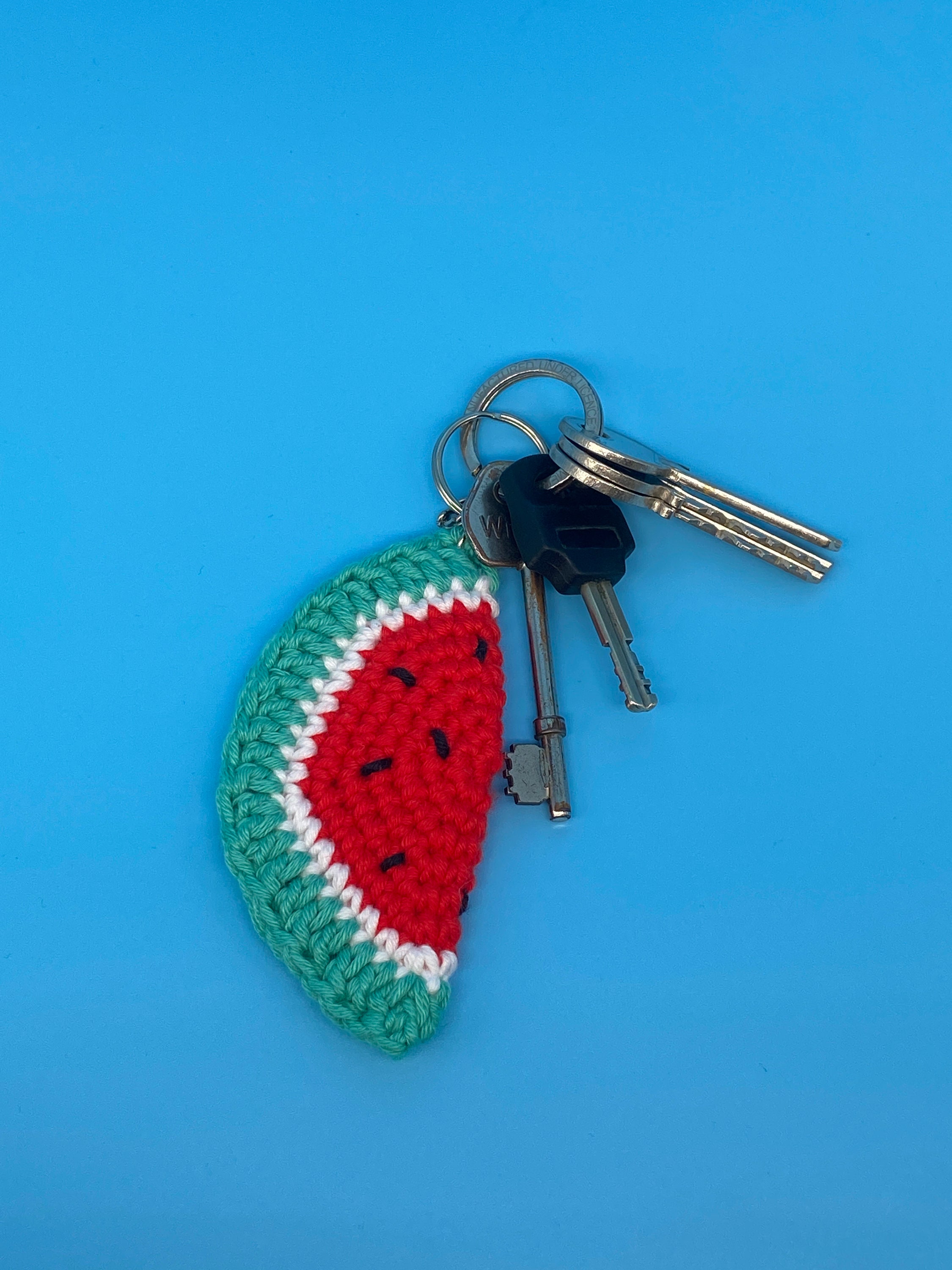 Crochet Watermelon Slice Keyring Etsy