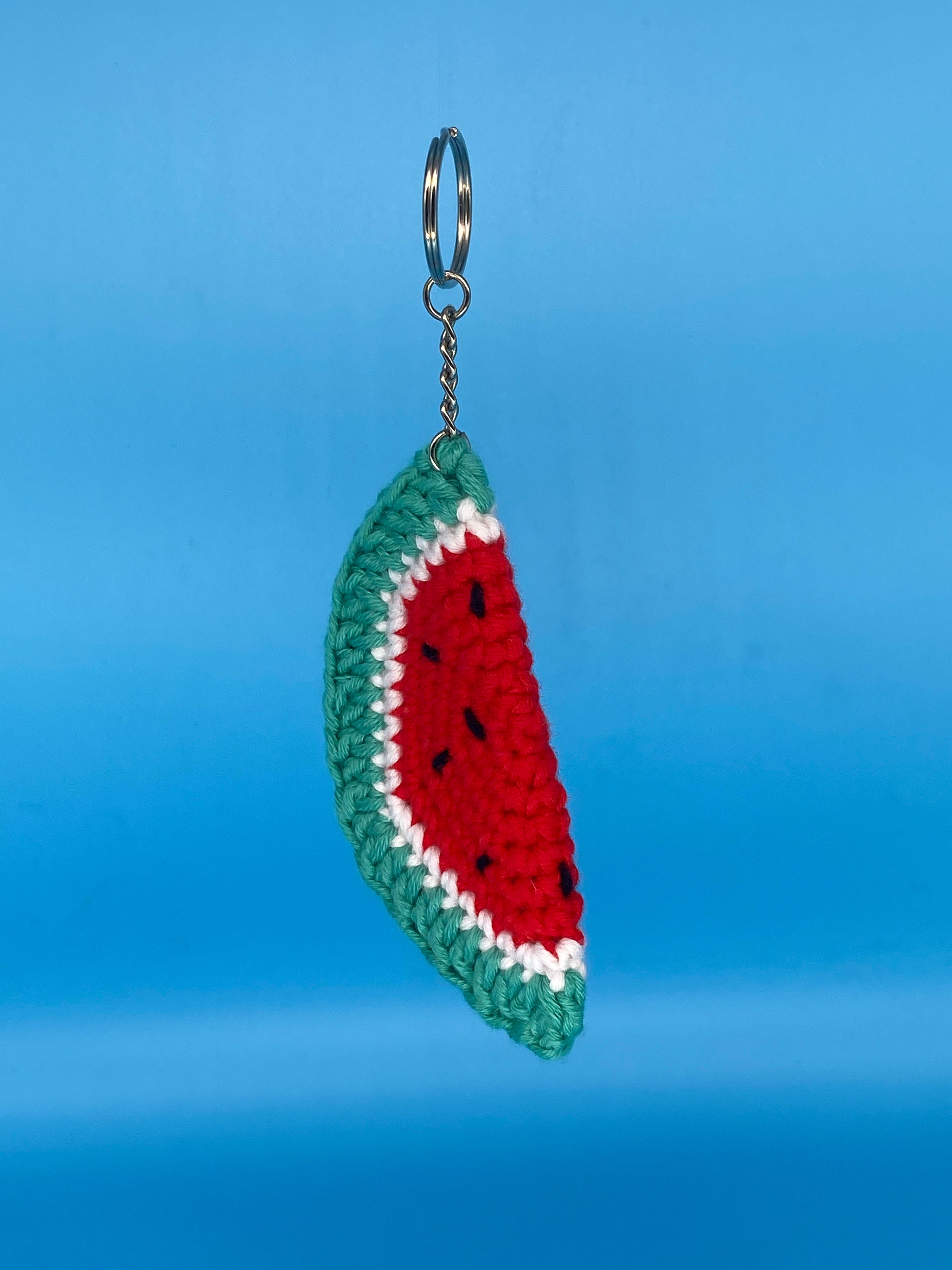 Crochet Watermelon Slice Keyring Etsy