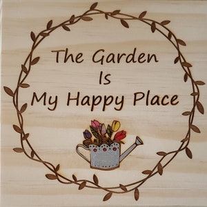 Laser engraved and hand painted wall hanging on clear pine wood.  Free shipping.