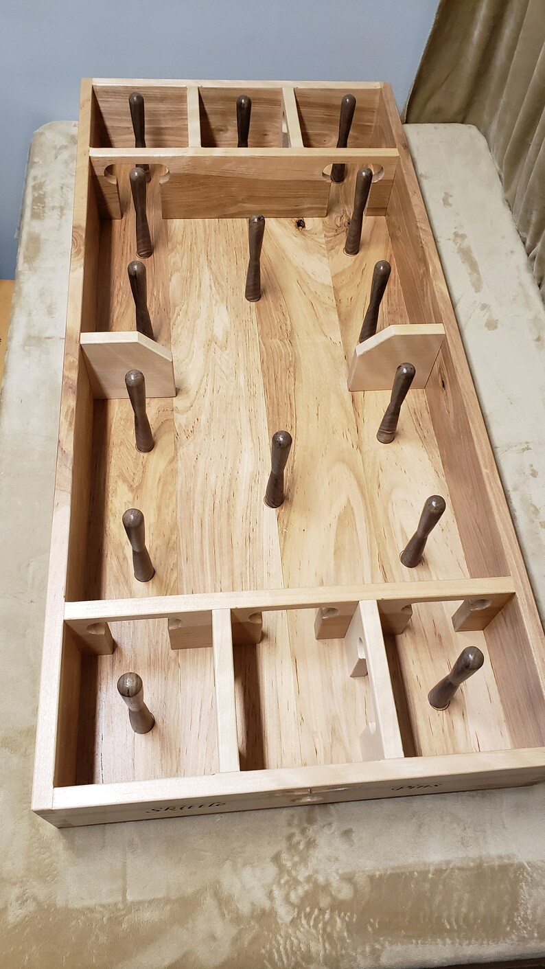 Skittle Pins Bowling Game Using Custom Made Pins and Spinners in a Maze