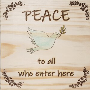 Laser engraved and hand painted wall hanging on clear pine wood.  Free shipping.