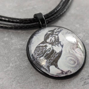 Raven Pendant Necklace | Nevermore Necklace | Poe Necklace | Edgar Allen Poe | The Raven | Antiqued Bronze | Raven Cabachon Necklace | Crow
