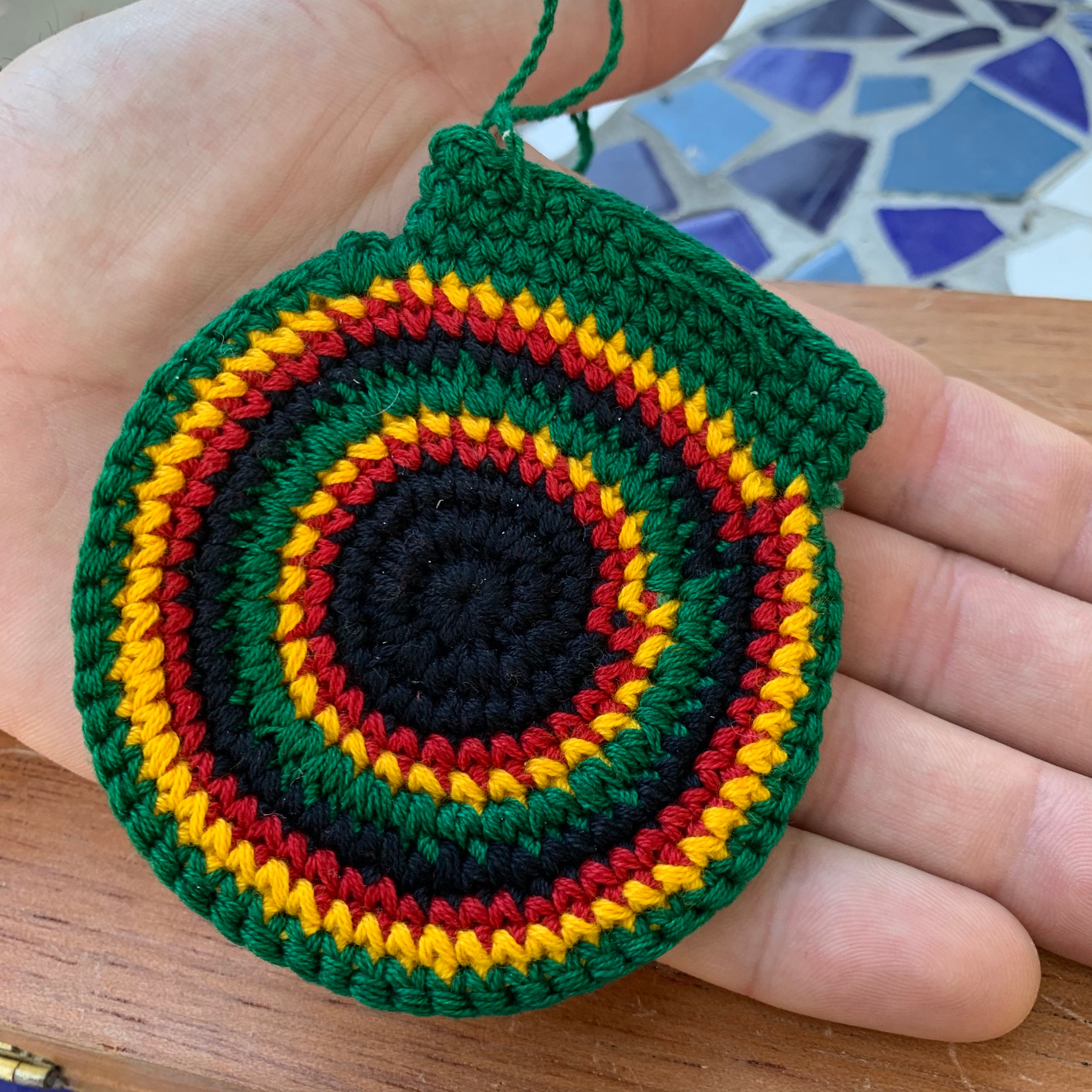 Crocheted Pouch Necklace Rasta Colors Etsy