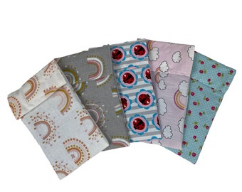 Preciosa funda Coolpack/Heat Cover (incluye compresa Coolpack) con cierre de velcro, tamaño 16 x 9 cm / lavable