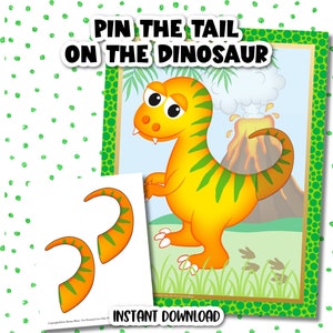 Pin The Tail on the Dinosaur, Dinosaurier Spiel, Dinosaurier Party Spiel