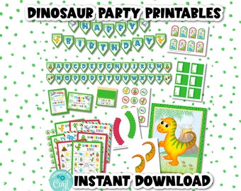 Dinosaur Birthday Party Imprimables, Fournitures printables Dinosaur Party, Dinosaur Party Décor