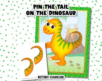 Pin The Tail On The Dinosaur, Dinosaur Game, Dinosaur Party Game