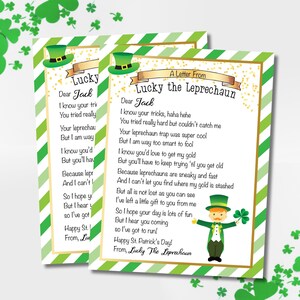 Carta de duende personalizable, carta del día de San Patricio, nota de duende,