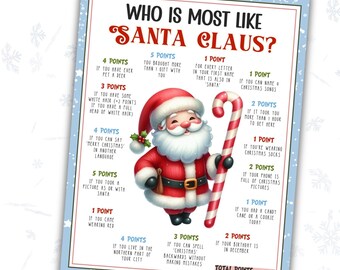 Who Is Most Like Santa - Printable Christmas Party Game for Kids & Adults