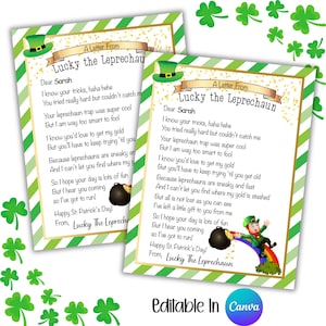 Editable Leprechaun Letter  – Printable St. Patrick’s Day Surprise for Kids