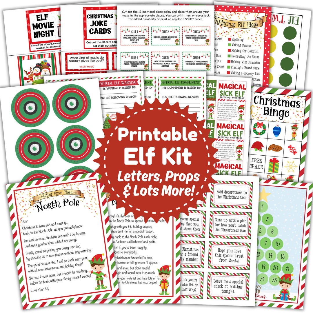 Printable Elf Kit | 70 Pages of Elf Props, Editable Letters, Games ...