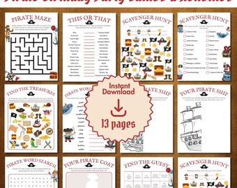 Pirate Birthday Party Games & Activities: Printable Games (Digital Download)