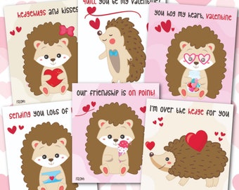 Hedgehog Valentines, Hedgehog Classroom Valentine Set