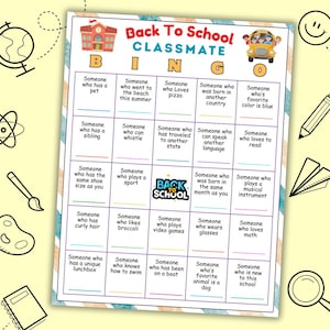 Back To School Klassenkamerad Bingo Spiel: Eisbrecher (Digitaler Download)