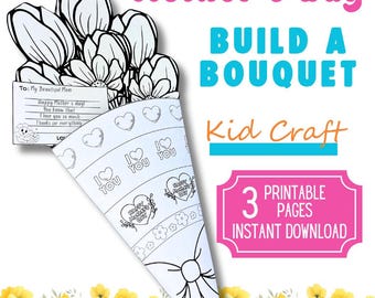 Mother's Day Paper Flower Bouquet Craft: Printable Kid Activity (Digital Download)