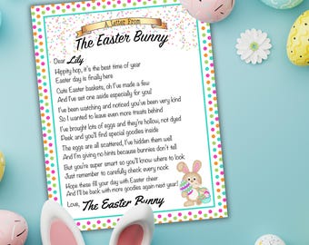 Editable Easter Bunny Letter Printable | Personalized Easter Bunny Note | Canva Template | Easter Morning Surprise for Kids