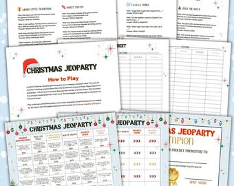 Christmas Jeoparty Game Printable; Holiday Trivia Party Game for Kids & Families