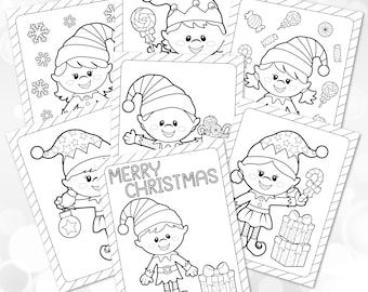 Elf Coloring Print Etsy