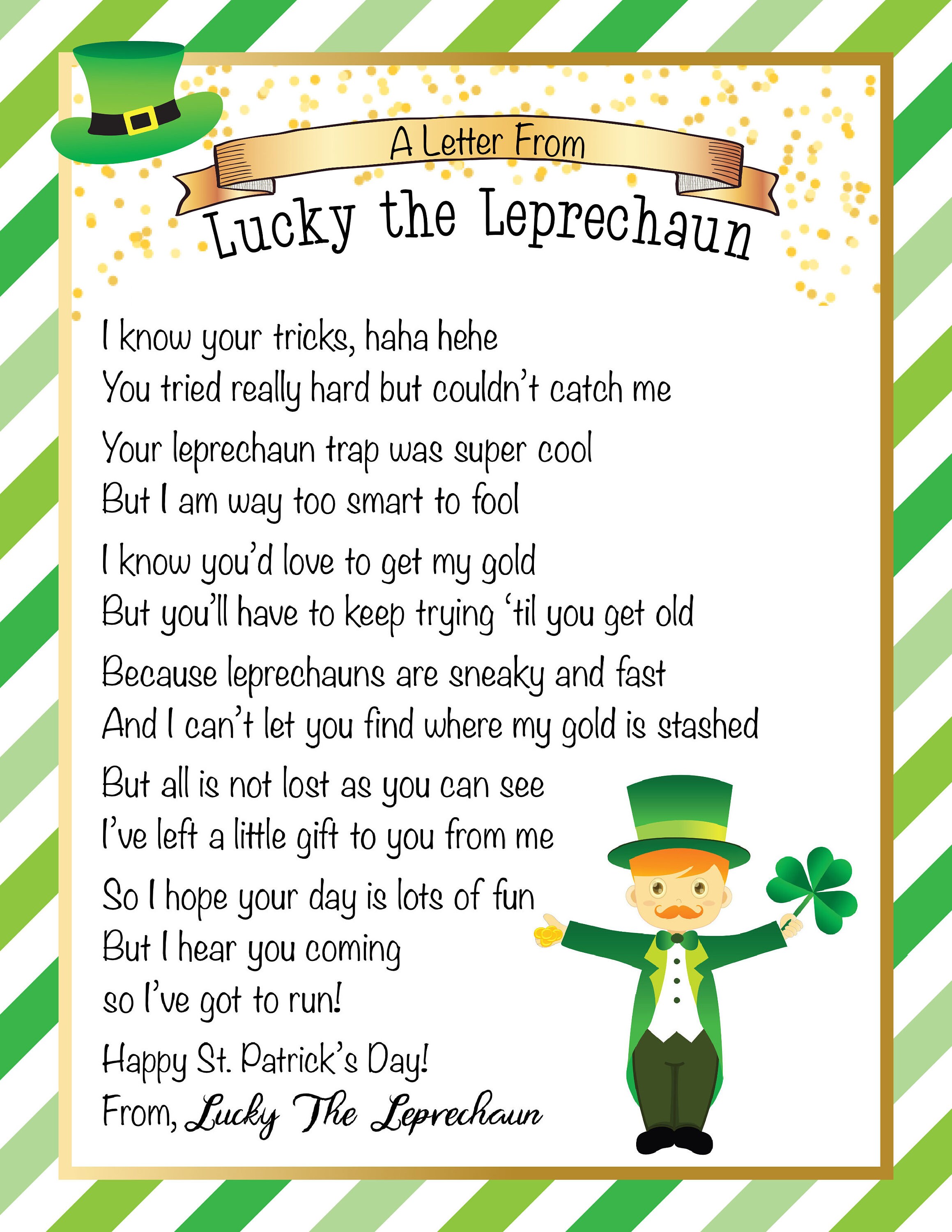 Leprechaun Letter, Leprechaun Note, St. Patrick's Day Letter - Etsy