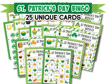 St. Patrick's Day Bingo Game: 25 Unique Cards (Digital Download)