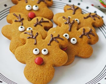 Gingerbread Reindeer Cookies; Fun Christmas Cookie Idea; Cookie Recipe PDF