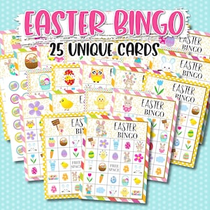 Easter Bingo Game: Class Set, 25 Unique Boards (Digital Download)