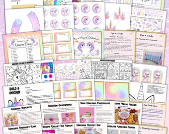 Unicorn Birthday Party Bundle | Unicorn Party Printables | Games, Decorations & Activities | Easy DIY Party Kit