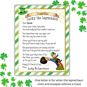 Editable Leprechaun Letter  – Printable St. Patrick’s Day Surprise for Kids