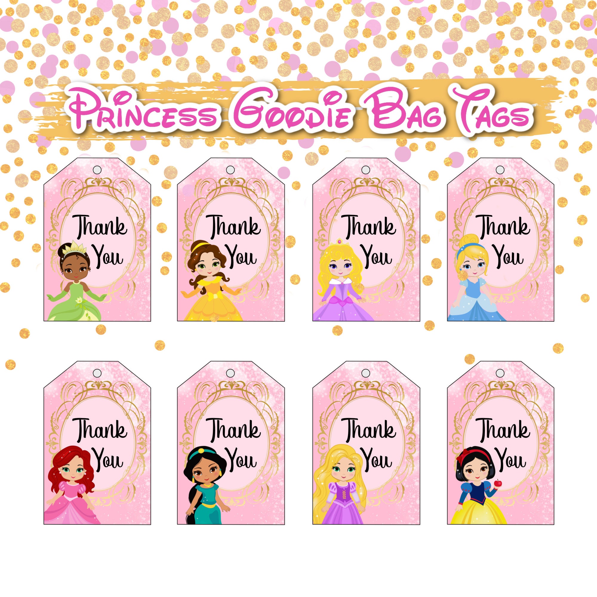 Princess Goodie Bag Tags Princess Tags Princess Favor Tags | Etsy