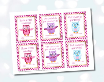 Colorful Owl Valentines, Owl Valentine Cards, Valentines, Valentine Cards, Printable Valentines