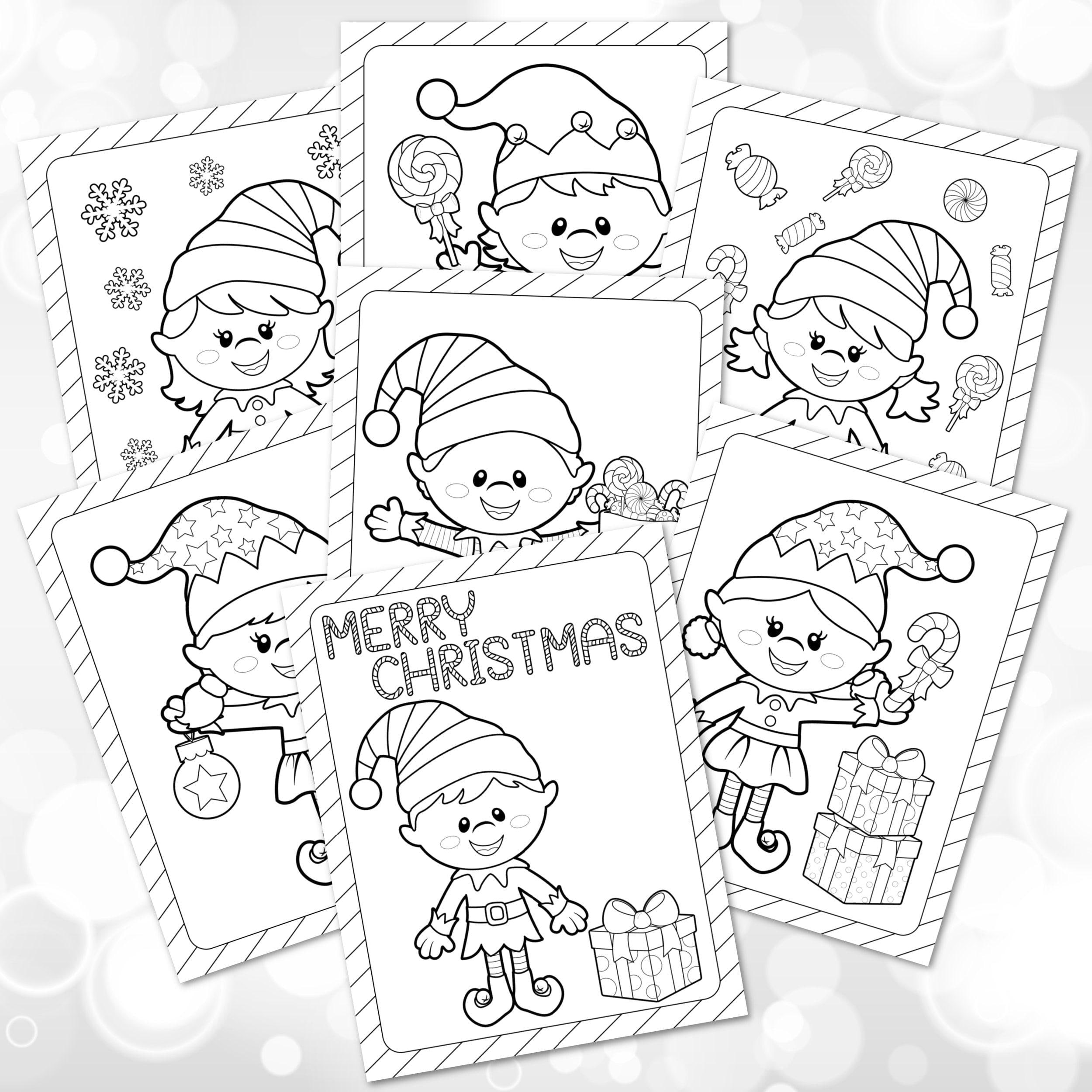 Elf Coloring Pages: Printable Christmas Holiday Activity for Kids