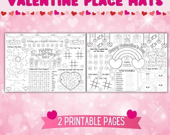 Valentine's Day Activity Placemats: Printable Coloring Pages (Digital Download)
