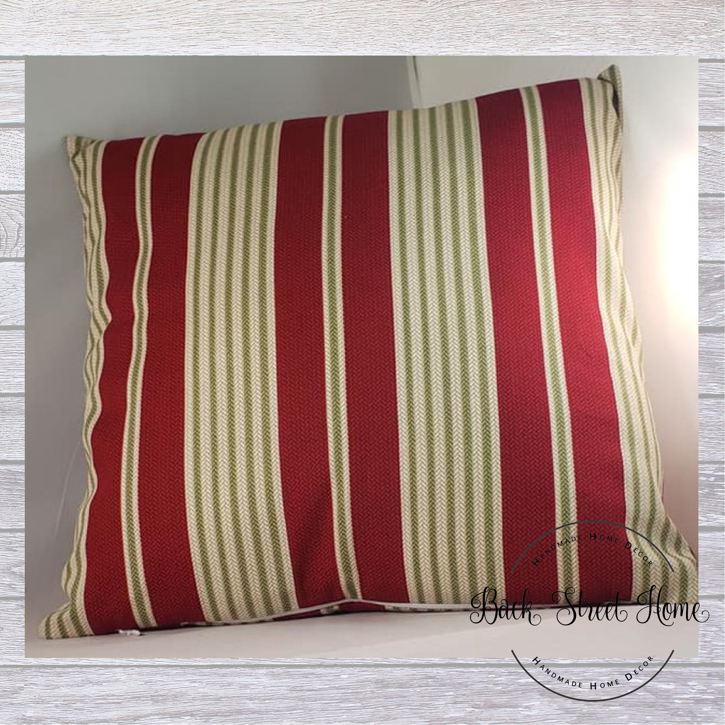 Red Stripe Pillow Cover Decorative Throw Pillow Cover Cotton Etsy