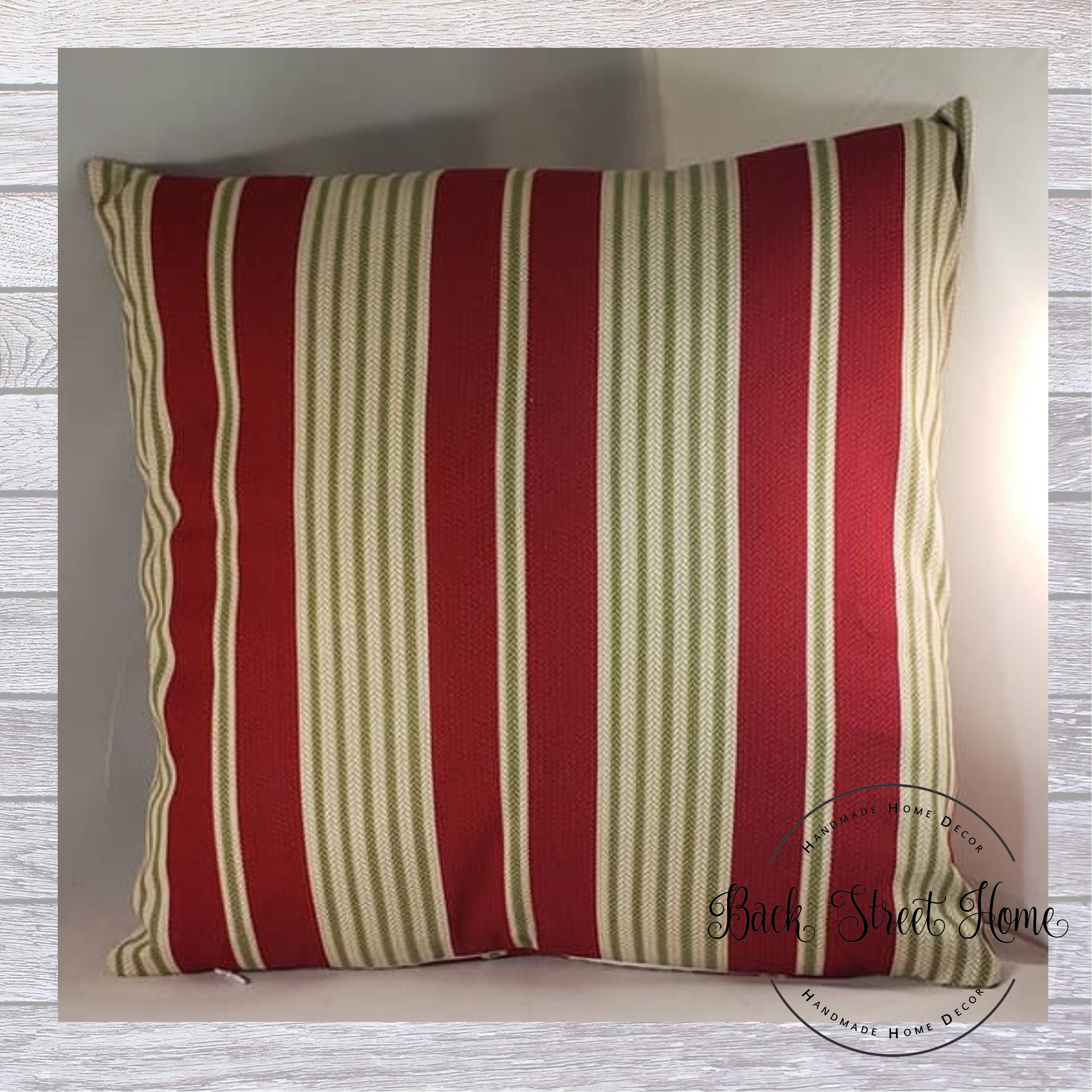 Red Stripe Pillow Cover Decorative Throw Pillow Cover Cotton Etsy