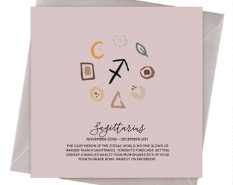 Sagittarius Boho Astrology Birthday Card | Funny Birthday Card