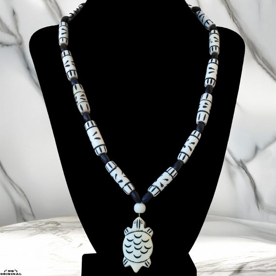 Native American Tribal Turtle Necklace | Handmade Bone Pendant | Spiritual Totem Jewelry | Boho Gift Unisex
