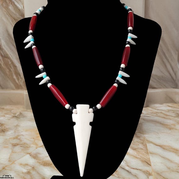 Native American Tribal Bone Necklace | Boho Chic Handmade Jewelry | Spiritual Unisex Gift