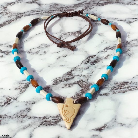 Native American Choker Necklace | Handmade Tribal Jewelry | Bone Feather Pendant | Unisex Shamanic Gift