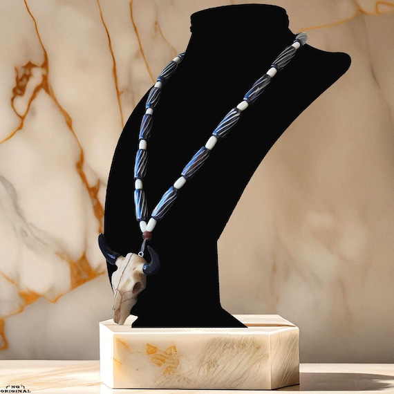 Native American Buffalo Skull Necklace | Handmade Tribal Jewelry | Spiritual Talisman Boho Chic | Unique Gift