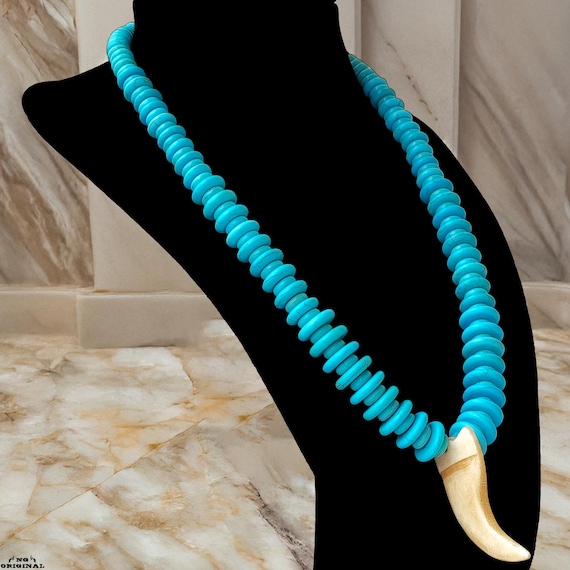 Navajo Bone Necklace – Spiritual Totem Jewelry – Tribal Boho Unisex Choker – Handmade Gift with Shamanic Energy