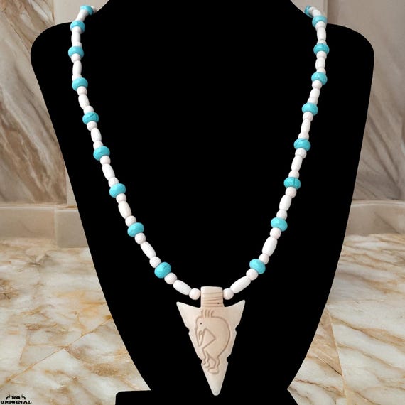 Native American Turquoise Necklace • Handmade Kokopelli Pendant • Boho Tribal Talisman • Spiritual Protection Jewelry Unisex