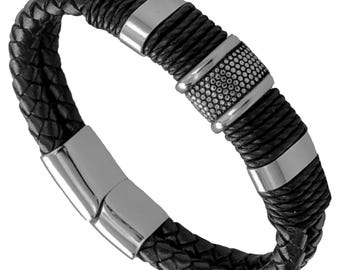 Viking leather bracelet handmade • Celtic design • Spiritual talisman • Men’s gift • Made in France