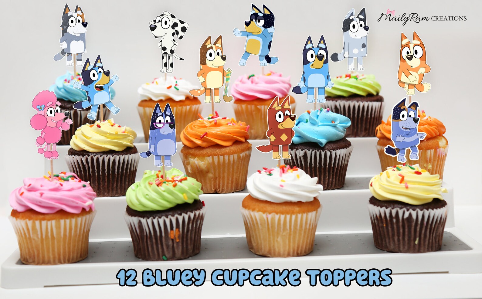Bluey Cupcake Toppersblueybluey Party Decoration Kid Etsy Hong Kong