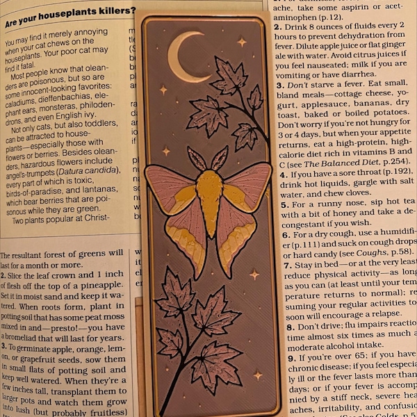 Rosy Maple Moth Bookmark - Unique Gift | Fun Gift | Bookworm | Gift for Readers | Christmas Gift | Birthday Gift
